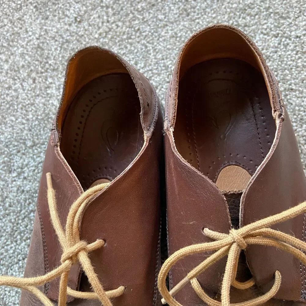 OLUKAI MEN'S LEATHER ANKLE BOOTS CHUKKAS SHOES BROWN SIZE 9
